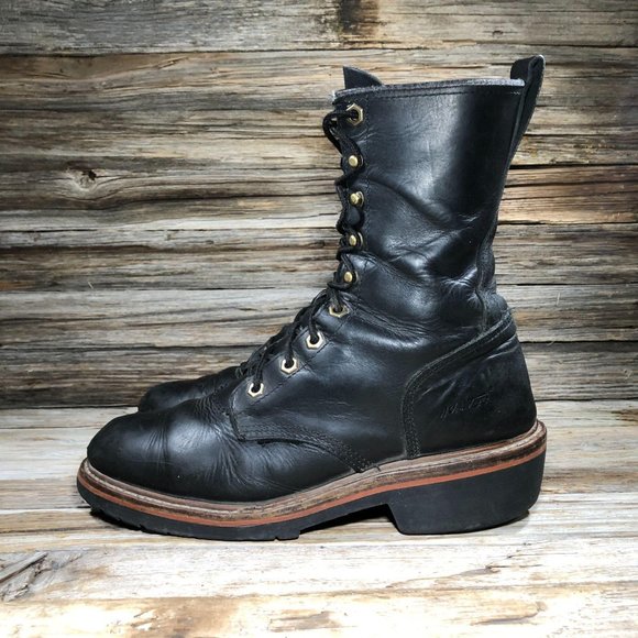 AdTec 1964 10" Fireman Logger Black Work Boots 9 - Picture 2 of 9